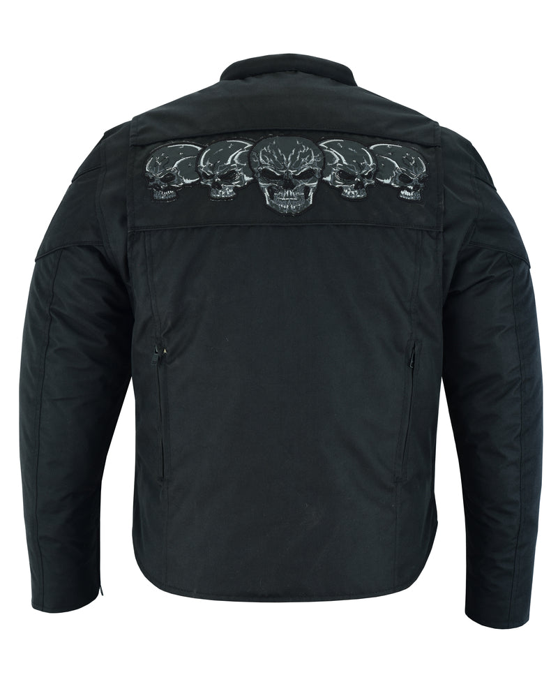 DS600 Men's Textile Scooter Style Jacket w/ Reflective Skulls Mens Textile Motorcycle Jackets Virginia City Motorcycle Company Apparel 