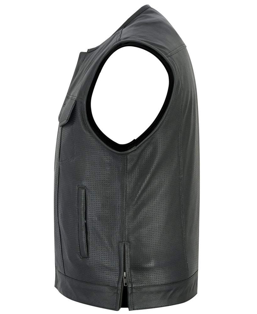 DS183 Men's Premium Perforated Single Back Panel Concealment Vest W/O Men's Vests Virginia City Motorcycle Company Apparel 