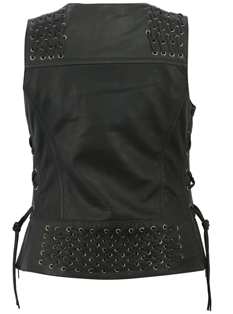 DS285 Women's Vest with Grommet and Lacing Accents Women's Vests Virginia City Motorcycle Company Apparel 