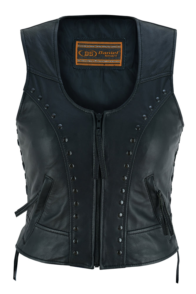 DS241 Women's Lightweight Vest with Rivets Detailing Women's Vests Virginia City Motorcycle Company Apparel 