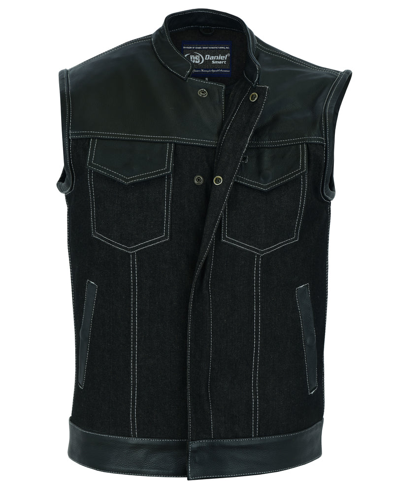 DM900 Men's Leather/Denim Combo Vest Men's Vests Virginia City Motorcycle Company Apparel 