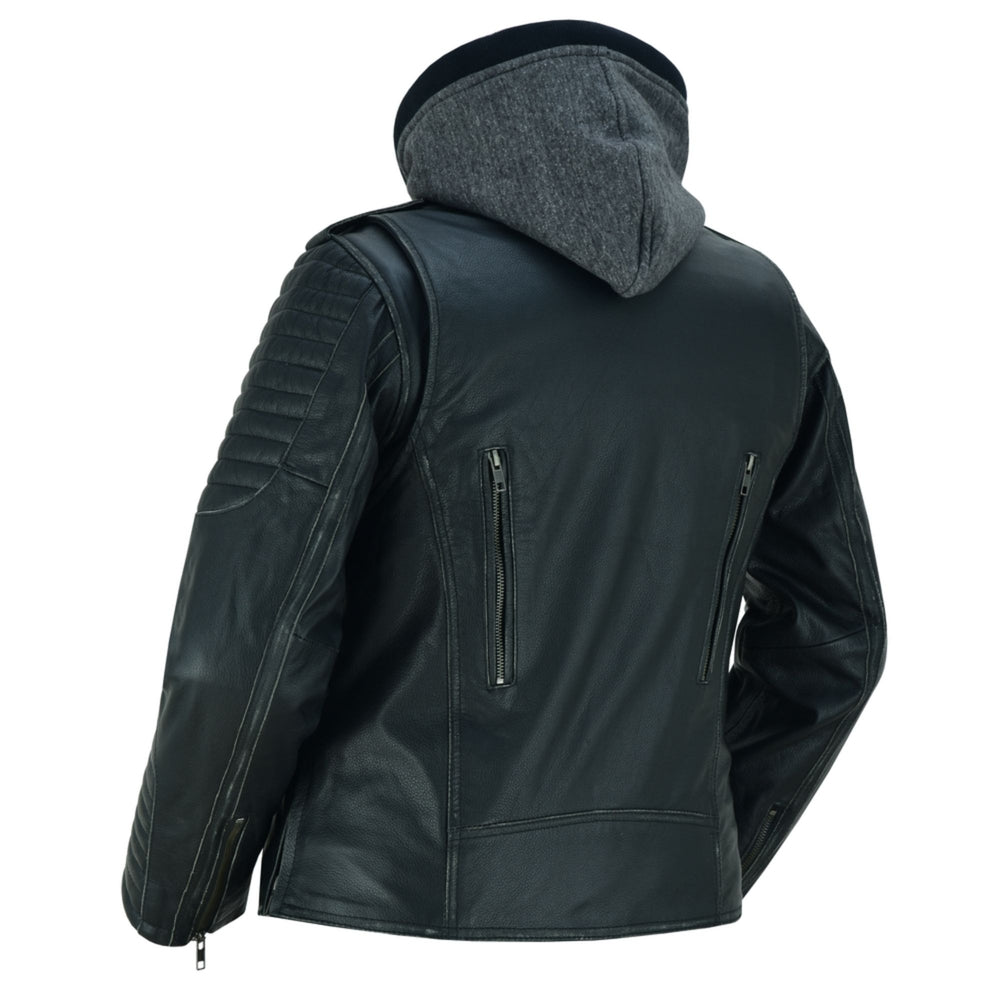 RC877 Women's Hooded Motorcycle Jacket with Rub-Off Finish Women's Leather Motorcycle Jackets Virginia City Motorcycle Company Apparel in Nevada USA