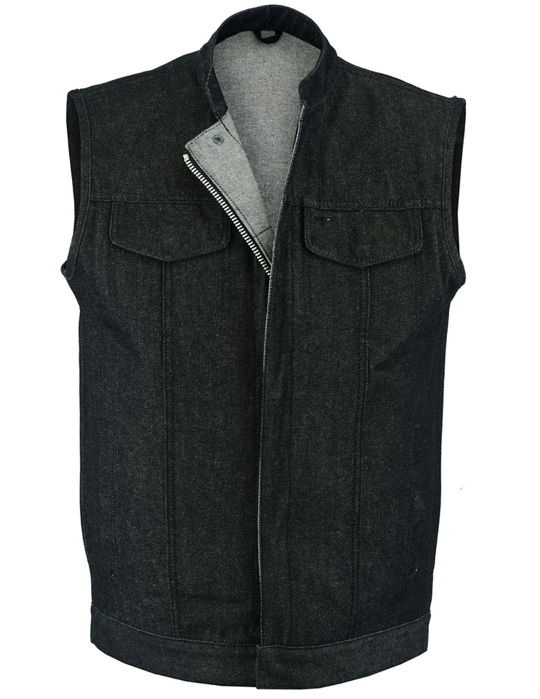 RC977 Men's Rough Rub-Off Raw Finish Denim Vest mens vest Virginia City Motorcycle Company Apparel in Nevada USA