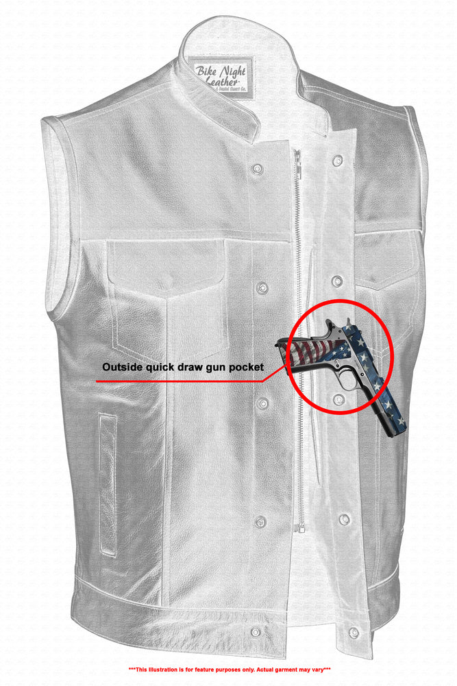 AM9192 Concealed Snap Closure, Scoop Collar & Hidden Zipper Men's Vests Virginia City Motorcycle Company Apparel 