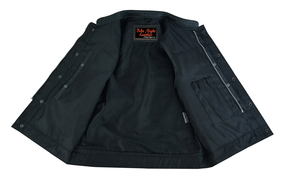 AM9192 Concealed Snap Closure, Scoop Collar & Hidden Zipper Men's Vests Virginia City Motorcycle Company Apparel 