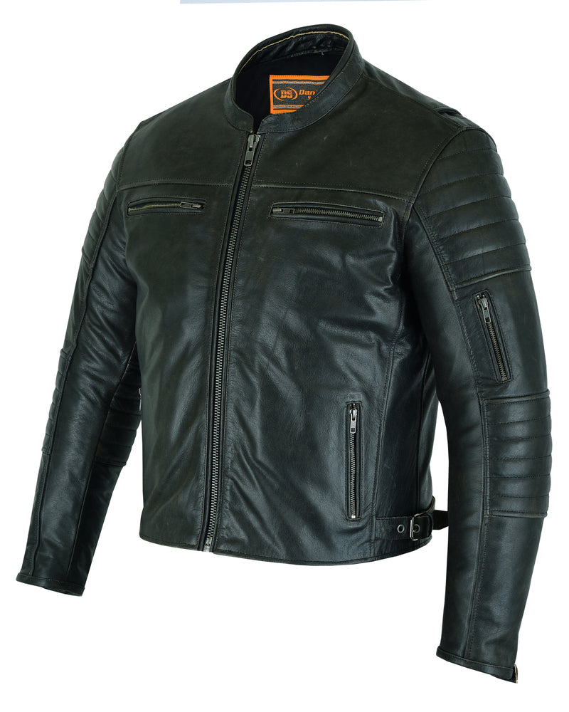 DS754 Men's Modern Crossover Scooter Jacket - Gun Metal Brown Men's Leather Motorcycle Jackets Virginia City Motorcycle Company Apparel 