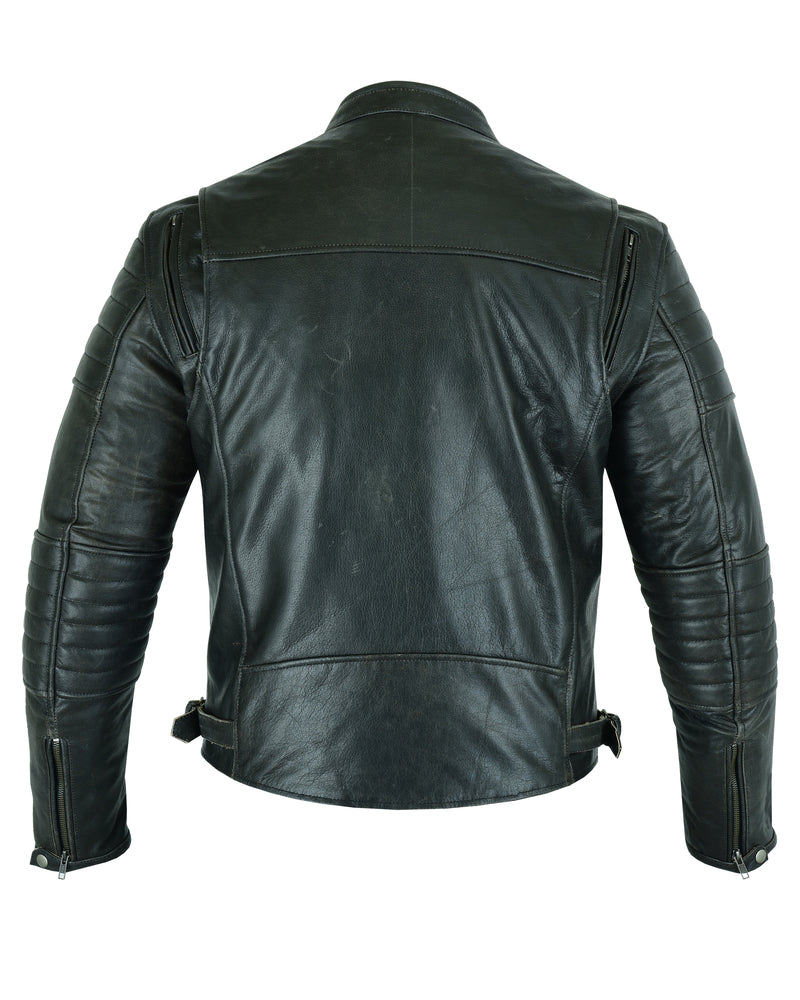 DS754 Men's Modern Crossover Scooter Jacket - Gun Metal Brown Men's Leather Motorcycle Jackets Virginia City Motorcycle Company Apparel 