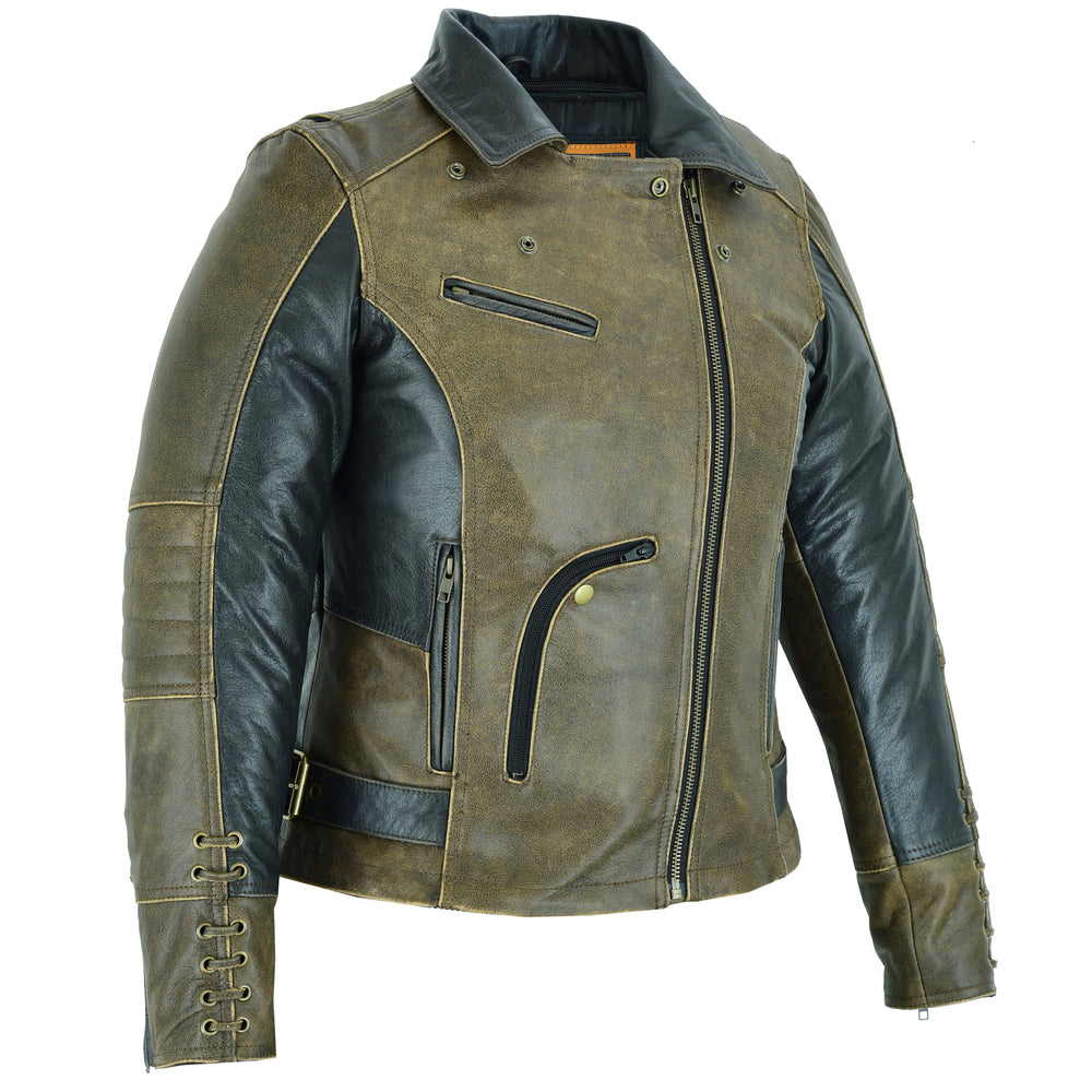 DS898 Must Ride - Two Tone Women's Leather Motorcycle Jackets Virginia City Motorcycle Company Apparel 
