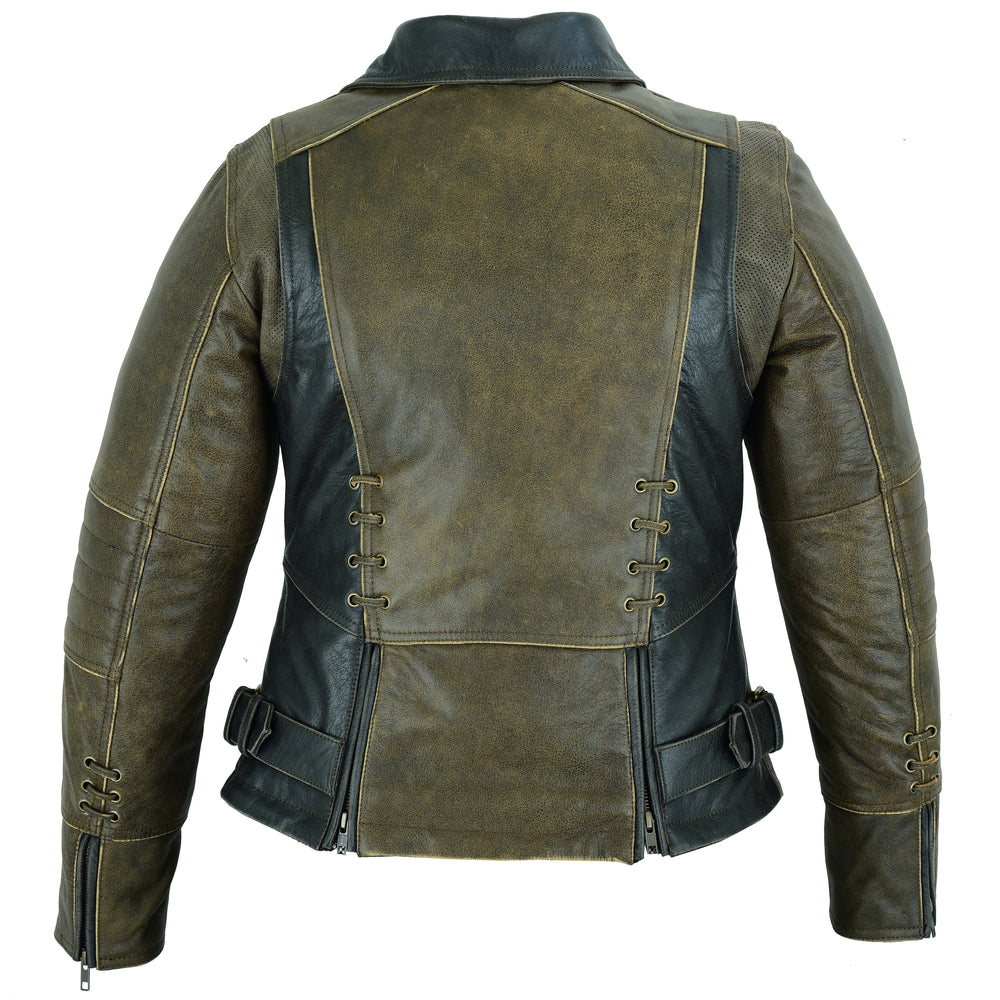 DS898 Must Ride - Two Tone Women's Leather Motorcycle Jackets Virginia City Motorcycle Company Apparel 