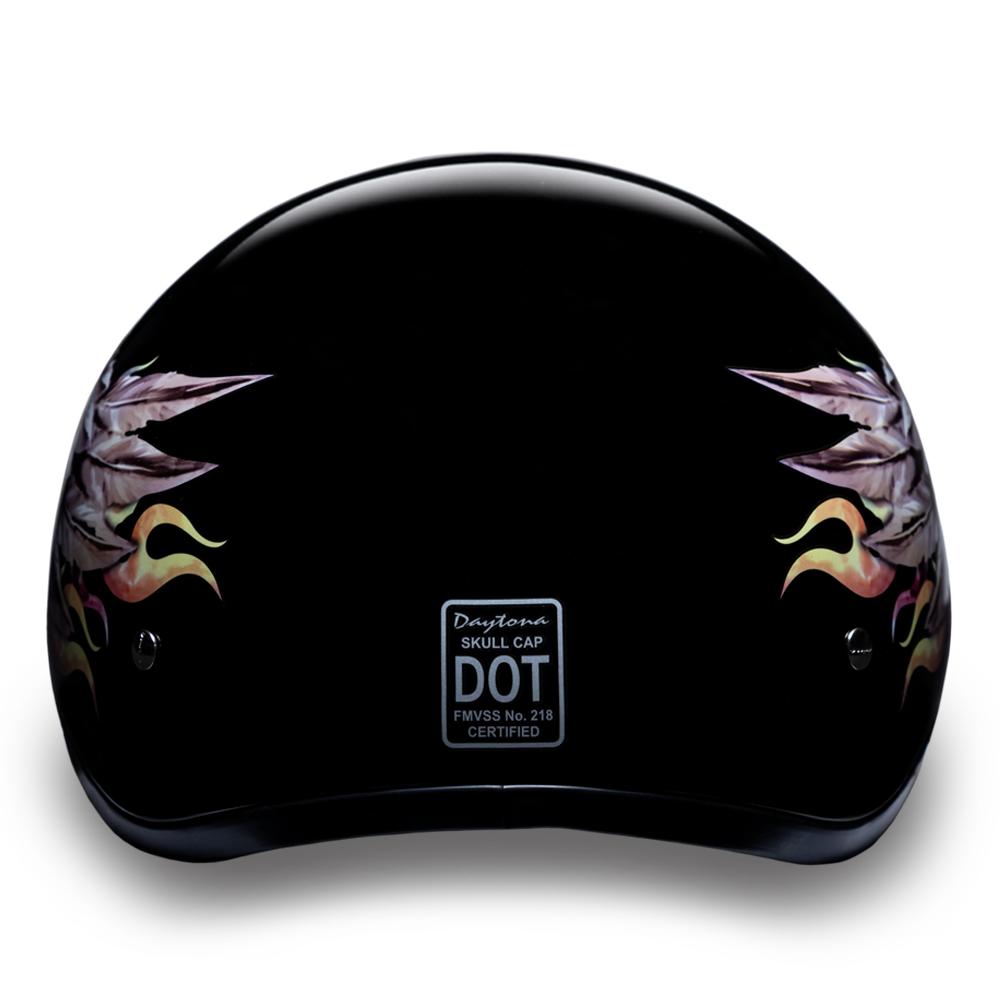 D6-SKW D.O.T. DAYTONA SKULL CAP - W/ SKULL WINGS 1/2 Shell Helmets Virginia City Motorcycle Company Apparel 