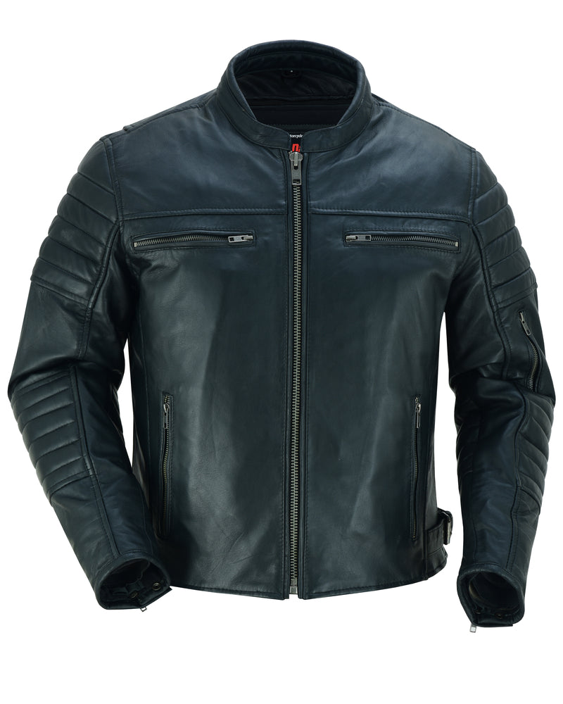 DS757 Men's Lightweight Drum Dyed Naked Lambskin Crossover Scooter Ja Men's Leather Motorcycle Jackets Virginia City Motorcycle Company Apparel 
