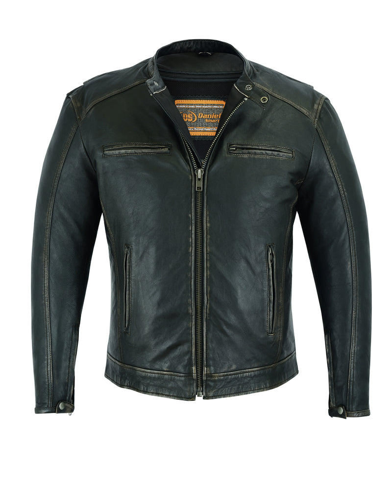 DS743 Men's Cruiser Jacket in Lightweight Drum Dyed Distressed Naked Men's Leather Motorcycle Jackets Virginia City Motorcycle Company Apparel 