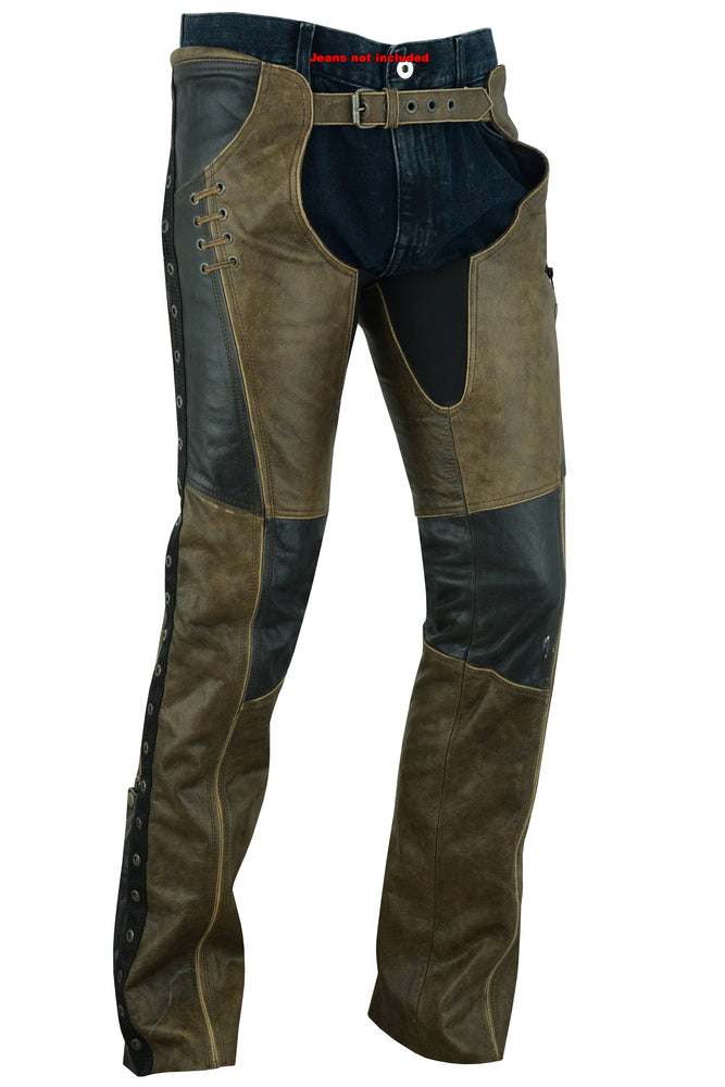 DS498 Women's Stylish Lightweight Hip Set Chaps- Two Tone Women's Chaps & Pants Virginia City Motorcycle Company Apparel 