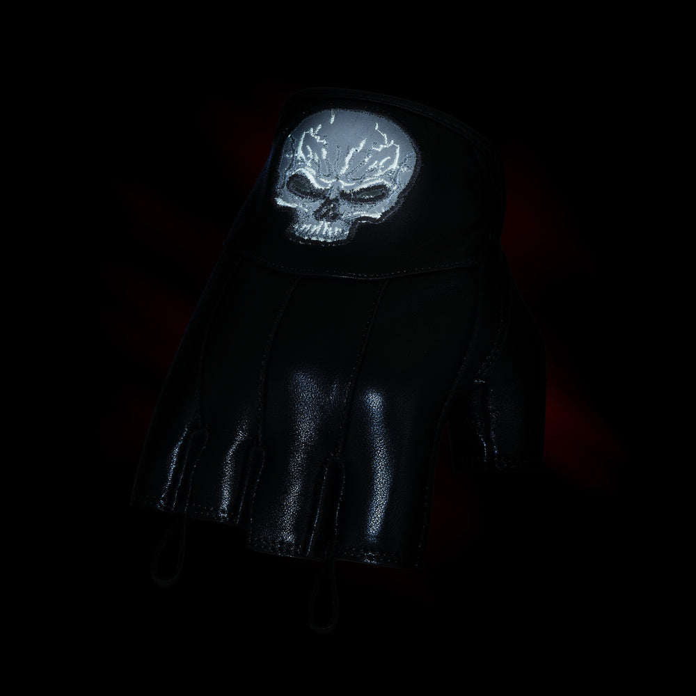 DS98 Reflective Skull Fingerless Glove New Arrivals Virginia City Motorcycle Company Apparel 