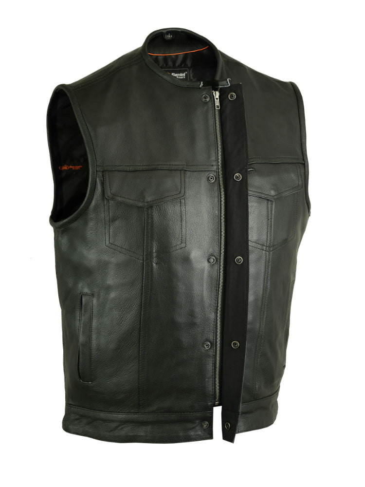 DS181A Concealed Snap Closure, Milled Cowhide, Without Collar & Hidde Men's Vests Virginia City Motorcycle Company Apparel 
