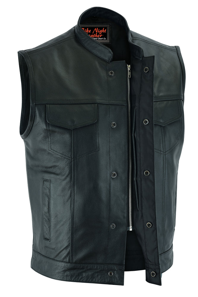 AM9192 Concealed Snap Closure, Scoop Collar & Hidden Zipper Men's Vests Virginia City Motorcycle Company Apparel 