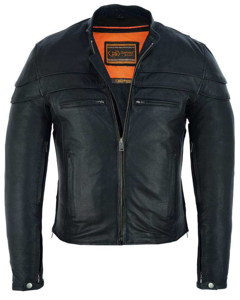 DS701TALL Men's Sporty Scooter Jacket - TALL Men's Leather Motorcycle Jackets Virginia City Motorcycle Company Apparel 