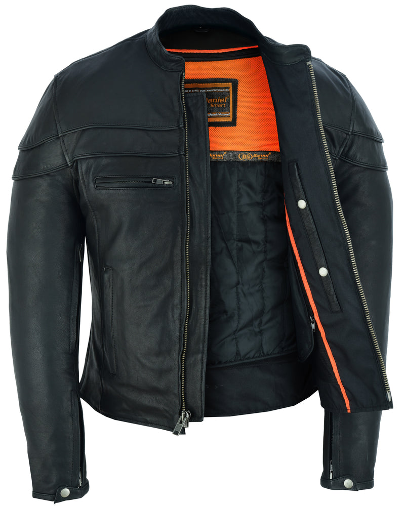 DS701TALL Men's Sporty Scooter Jacket - TALL Men's Leather Motorcycle Jackets Virginia City Motorcycle Company Apparel 