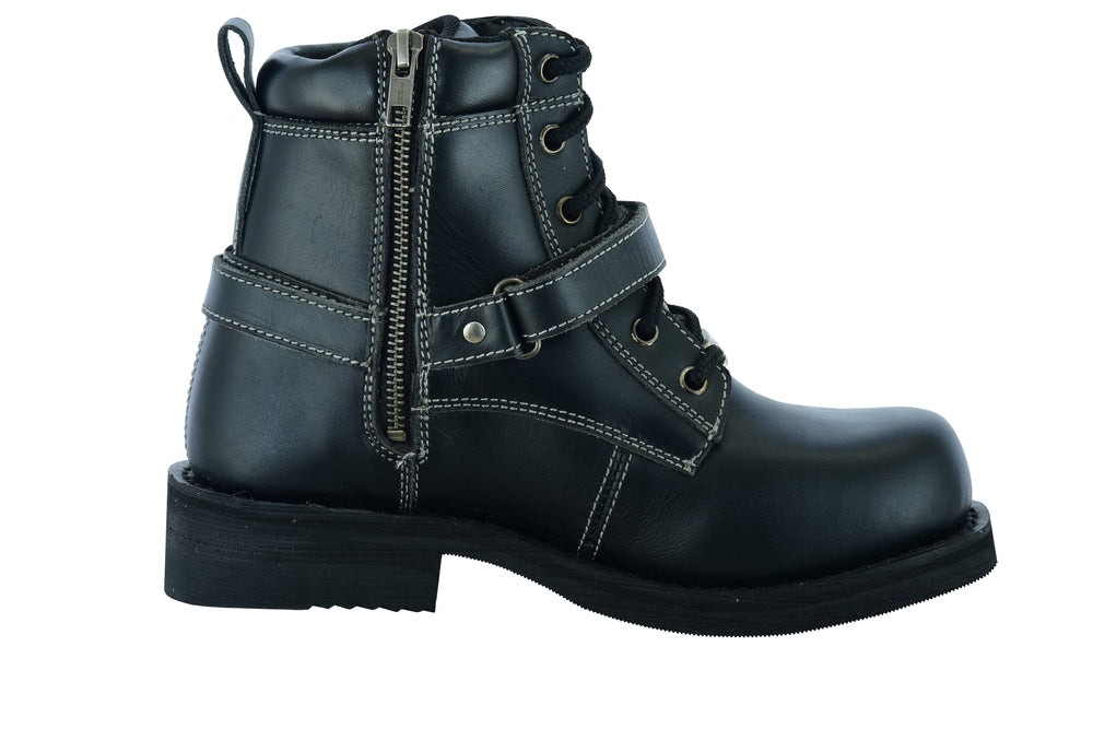 DS9766 Women's Boots with Side Zipper and Single Strap Women's Motorcycle Boots Virginia City Motorcycle Company Apparel 