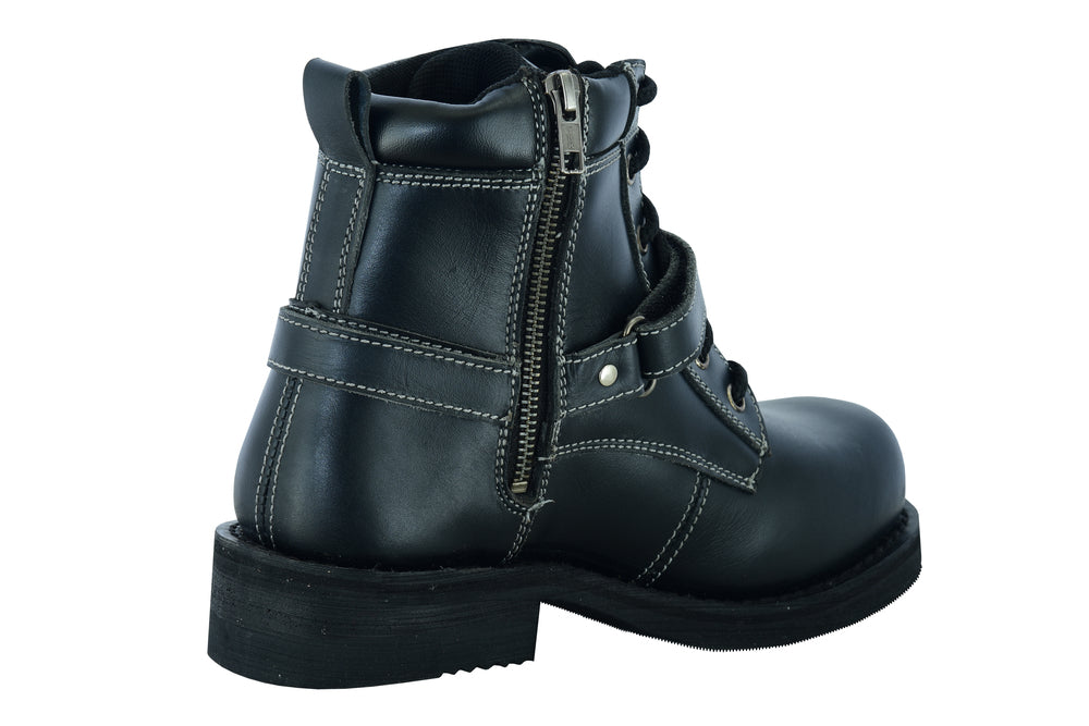 DS9766 Women's Boots with Side Zipper and Single Strap Women's Motorcycle Boots Virginia City Motorcycle Company Apparel 