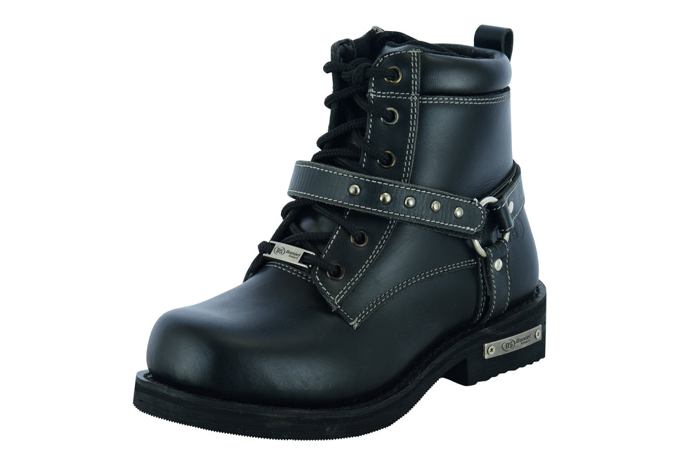 DS9766 Women's Boots with Side Zipper and Single Strap Women's Motorcycle Boots Virginia City Motorcycle Company Apparel 