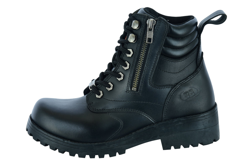 DS9768 Women's Side Zipper Plain Toe Boots Women's Motorcycle Boots Virginia City Motorcycle Company Apparel 