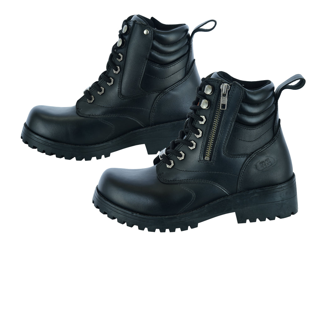 DS9768 Women's Side Zipper Plain Toe Boots Women's Motorcycle Boots Virginia City Motorcycle Company Apparel 