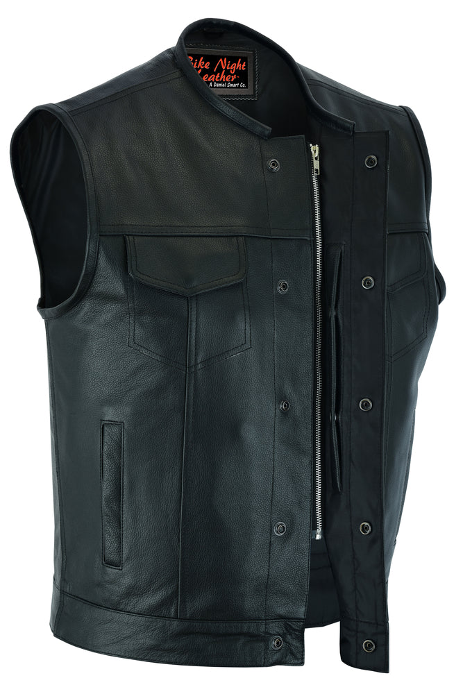 AM9193 Concealed Snap Closure, Without Collar & Hidden Zipper Men's Vests Virginia City Motorcycle Company Apparel 