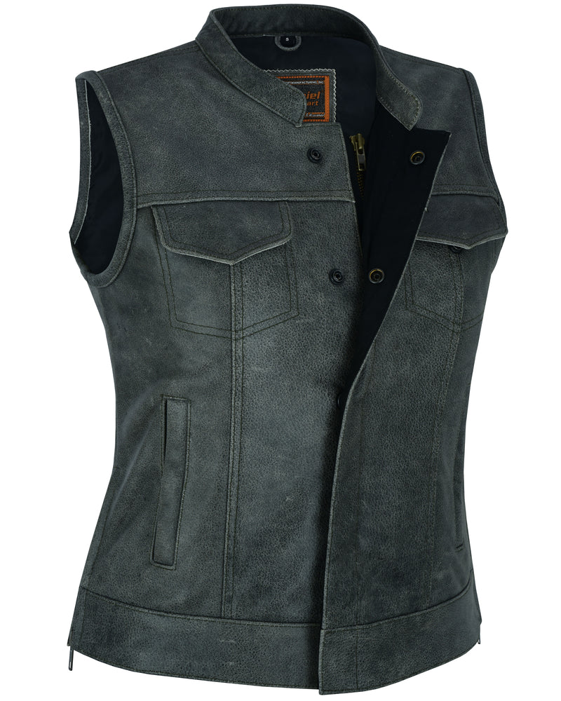 DS229  Women's Premium Single Back Panel Concealment Vest - GRAY Women's Vests Virginia City Motorcycle Company Apparel 