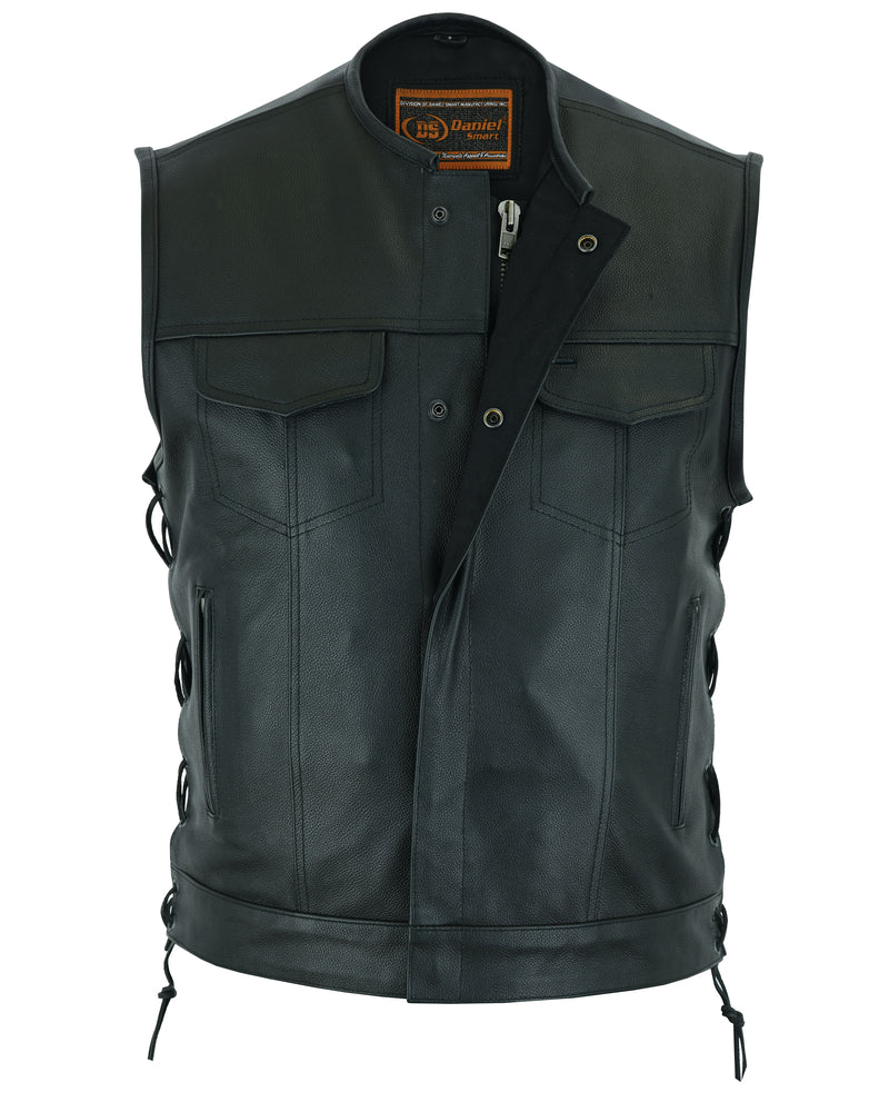 DS178 Upgraded Style Gun Pockets, Hidden 10" Gun Metal Zipper Men's Vests Virginia City Motorcycle Company Apparel 