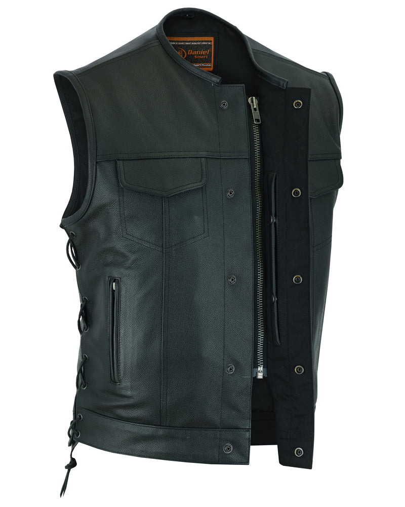 DS178 Upgraded Style Gun Pockets, Hidden 10" Gun Metal Zipper Men's Vests Virginia City Motorcycle Company Apparel 