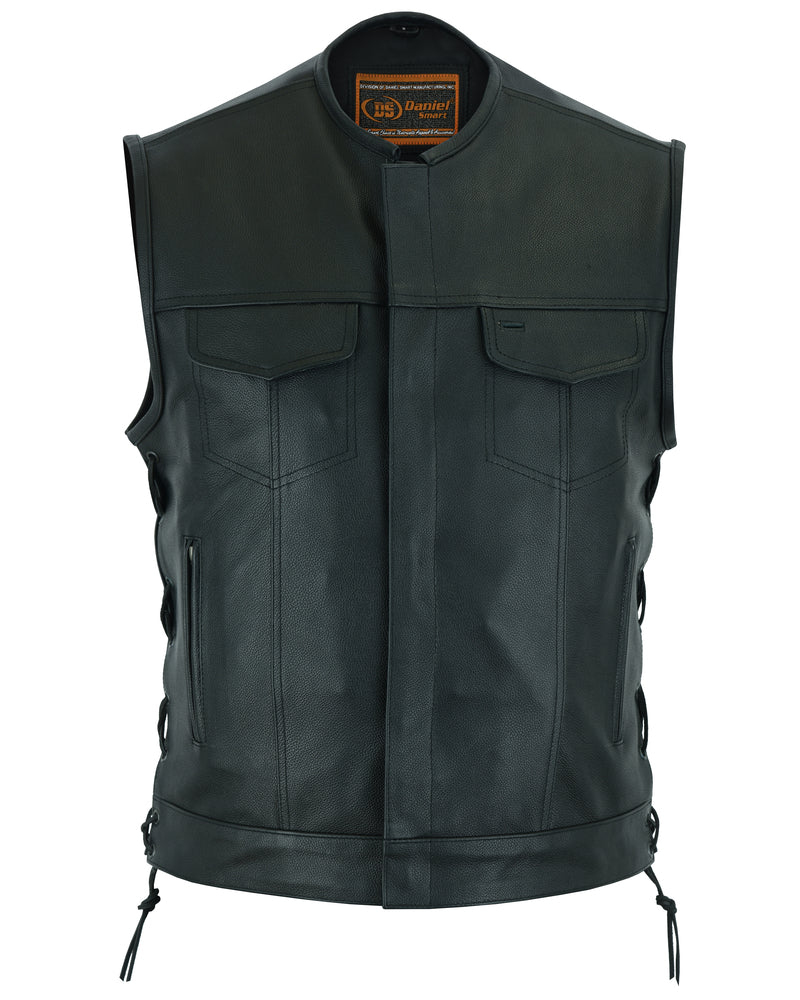 DS178 Upgraded Style Gun Pockets, Hidden 10" Gun Metal Zipper Men's Vests Virginia City Motorcycle Company Apparel 