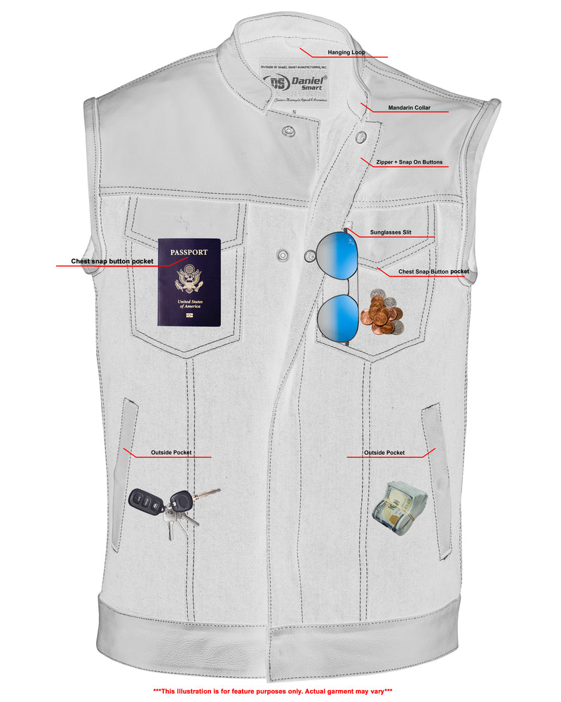 DM900 Men's Leather/Denim Combo Vest Men's Vests Virginia City Motorcycle Company Apparel 