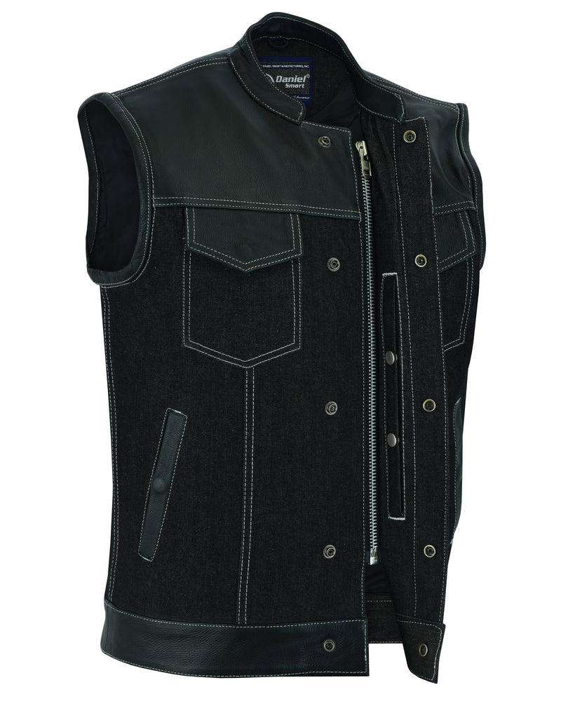 DM900 Men's Leather/Denim Combo Vest Men's Vests Virginia City Motorcycle Company Apparel 