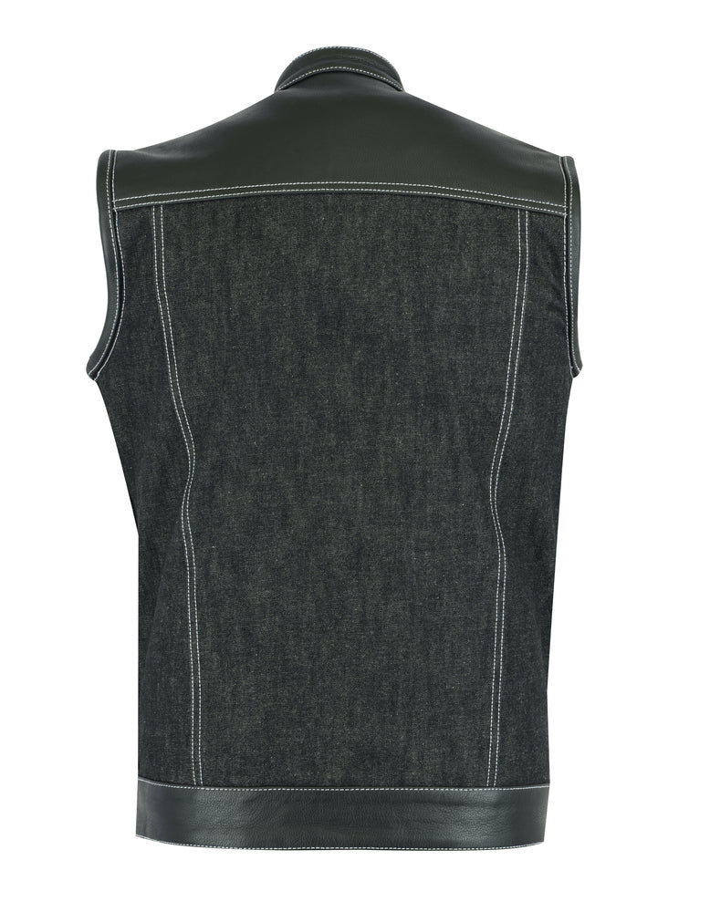 DM900 Men's Leather/Denim Combo Vest Men's Vests Virginia City Motorcycle Company Apparel 