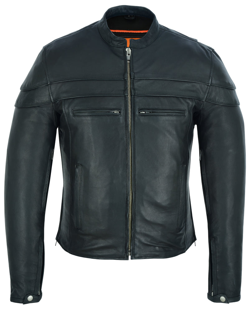 DS701TALL Men's Sporty Scooter Jacket - TALL Men's Leather Motorcycle Jackets Virginia City Motorcycle Company Apparel 