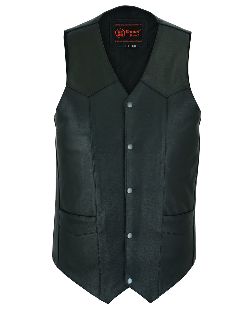 DS162TALL Men's Tall Classic Biker Leather Vest Men's Vests Virginia City Motorcycle Company Apparel 