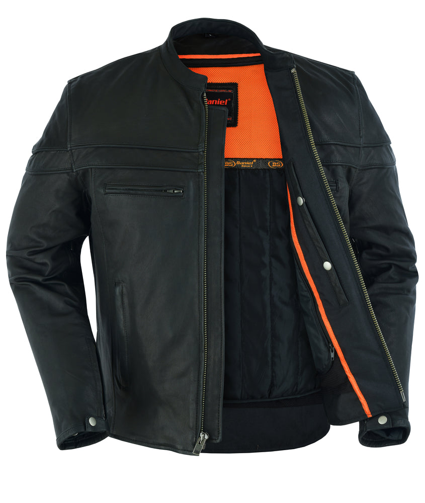 DS768 Men's Sporty Lightweight Leather Cross Over Jacket Men's Leather Motorcycle Jackets Virginia City Motorcycle Company Apparel 