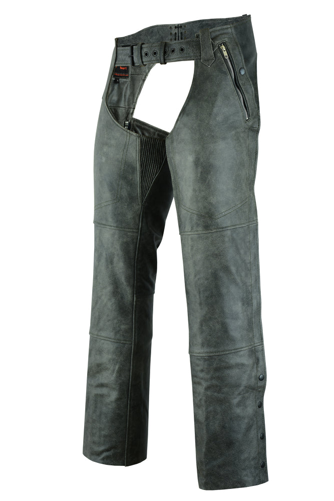 DS413 Unisex Double Deep Pocket Thermal Lined Chaps - GRAY Unisex Chaps & Pants Virginia City Motorcycle Company Apparel 