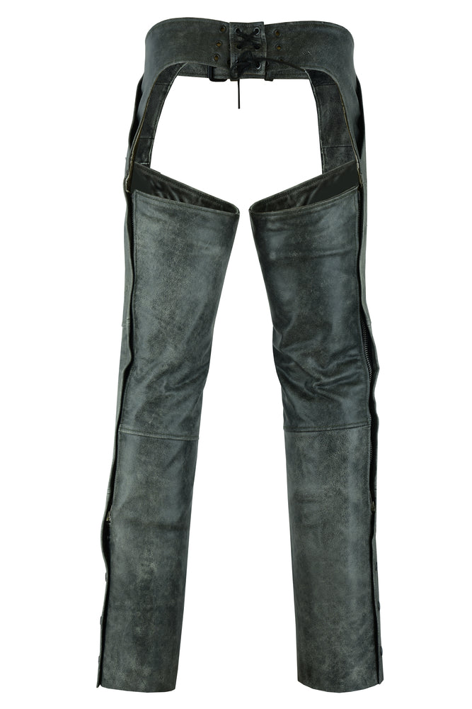 DS413 Unisex Double Deep Pocket Thermal Lined Chaps - GRAY Unisex Chaps & Pants Virginia City Motorcycle Company Apparel 