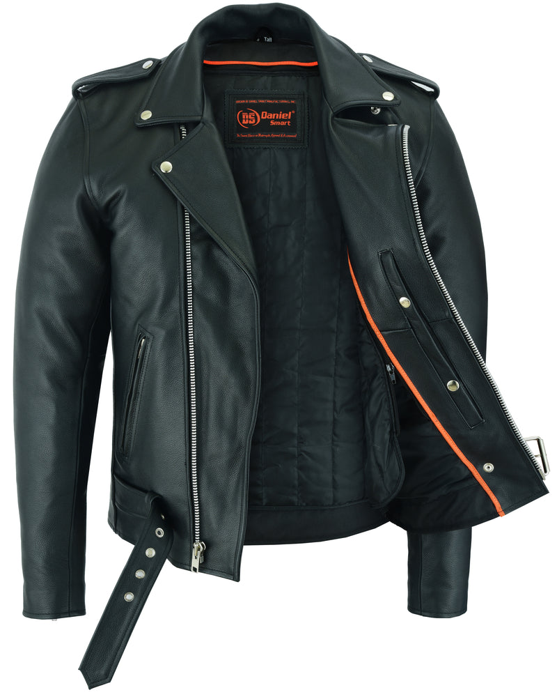 DS712TALL Men's Classic Plain Side Police Style M/C Jacket - TALL New Arrivals Virginia City Motorcycle Company Apparel 
