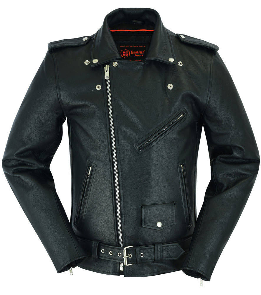 DS712TALL Men's Classic Plain Side Police Style M/C Jacket - TALL New Arrivals Virginia City Motorcycle Company Apparel 