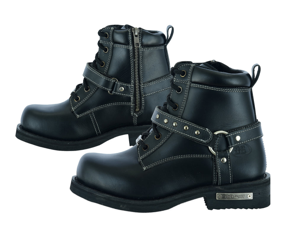 DS9766 Women's Boots with Side Zipper and Single Strap Women's Motorcycle Boots Virginia City Motorcycle Company Apparel 