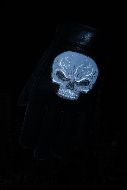 DS47   Reflective Skull Short Glove Men's Lightweight Gloves Virginia City Motorcycle Company Apparel 