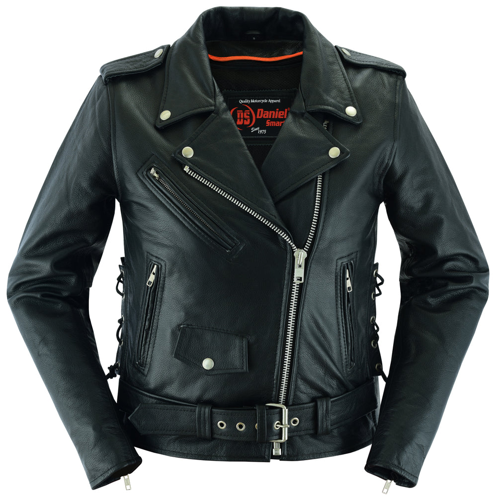 DS831 Women's Classic Side Lace Police Style M/C Jacket Women's Leather Motorcycle Jackets Virginia City Motorcycle Company Apparel 