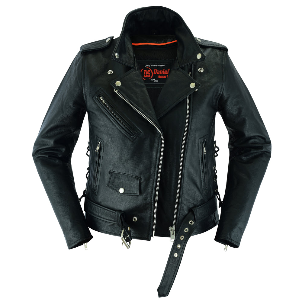 DS831 Women's Classic Side Lace Police Style M/C Jacket Women's Leather Motorcycle Jackets Virginia City Motorcycle Company Apparel 