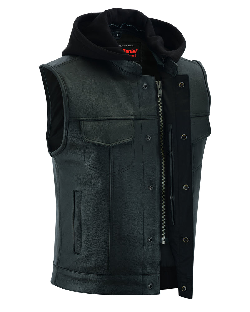 DS182 Concealed Snaps, Premium Naked Cowhide, Removable Hood & Hidden Men's Vests Virginia City Motorcycle Company Apparel 