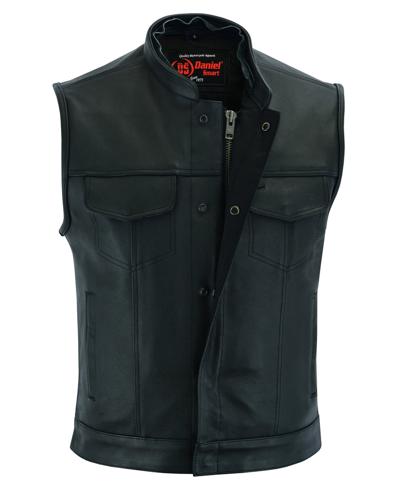 DS182 Concealed Snaps, Premium Naked Cowhide, Removable Hood & Hidden Men's Vests Virginia City Motorcycle Company Apparel 