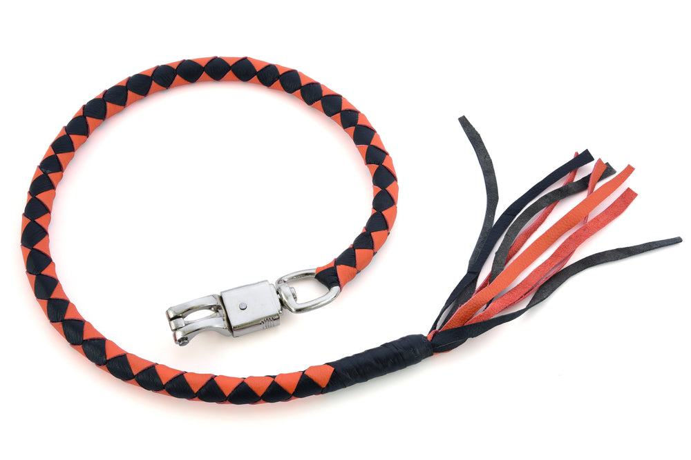 GBW202 Leather Biker Whip-Orange/Black Lever Covers & Floor Boards Virginia City Motorcycle Company Apparel 