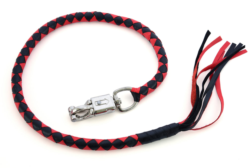 GBW203 Leather Biker Whip-Red/Black Lever Covers & Floor Boards Virginia City Motorcycle Company Apparel 